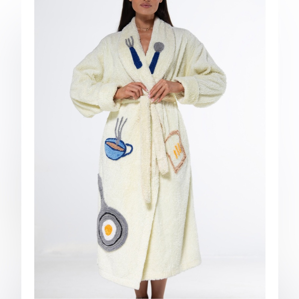 RARE Canyon Group "Breakfast is Served" Chenille Robe - Size S - The Nanny Core - Picture 11 of 11